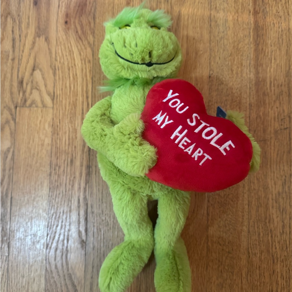 Dr. Seuss Green Grinch with Red Heart Stuffed Animal